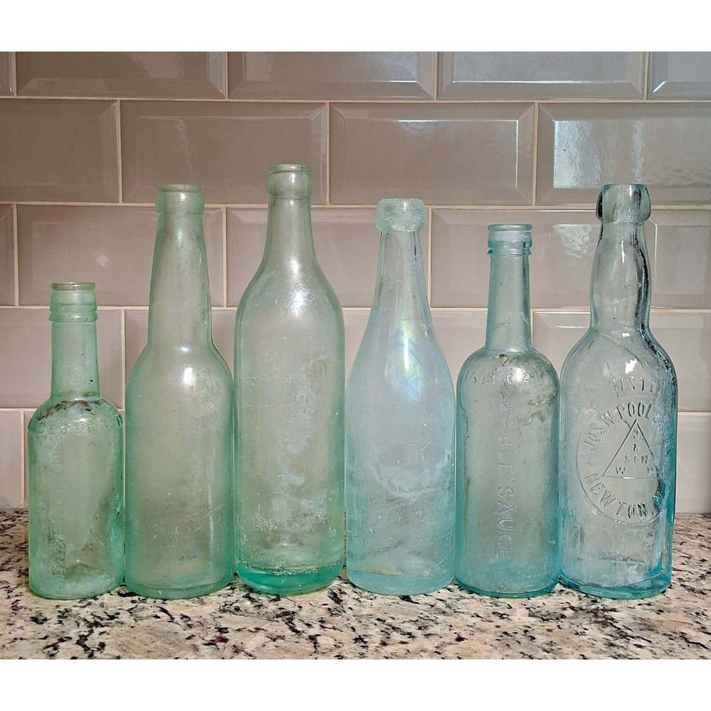 Antique Bottle Digging Lot 6 Dug Embossed Lea Perrins Halford Clicquot 1890-1920